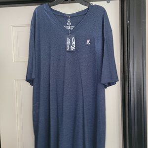 Psycho Bunny V Neck Pima Cotton T-Shirt, Size 8 / XXL, Heather Navy NWT